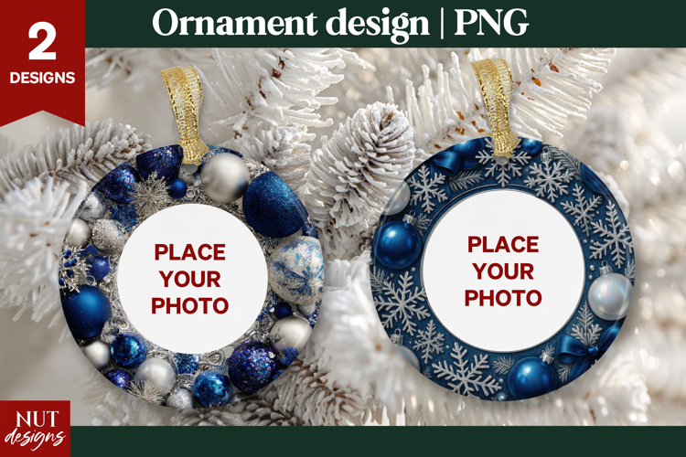 Christmas ornament sublimation Blue Christmas Ornament Photo