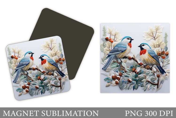 Winter Bird Magnet. Bird Magnet Sublimation example image 1