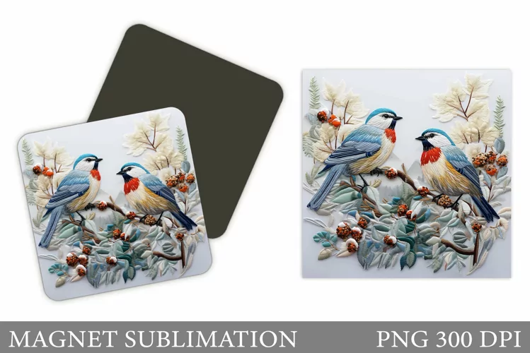 Winter Bird Magnet. Bird Magnet Sublimation