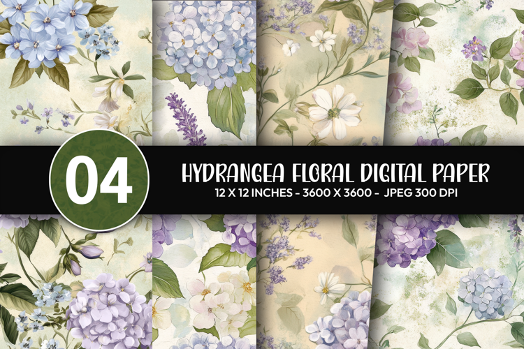 Hydrangea Floral Digital Paper