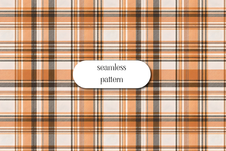 Orange Plaid Seamless Pattern, Rustic Autumn Tartan Paper