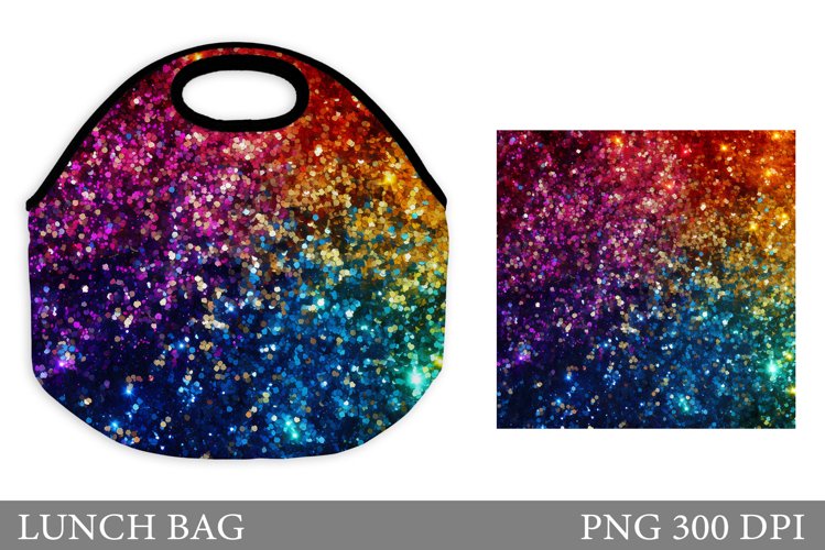 Rainbow Glitter Lunch Bag. Sequins Lunch Bag Sublimation