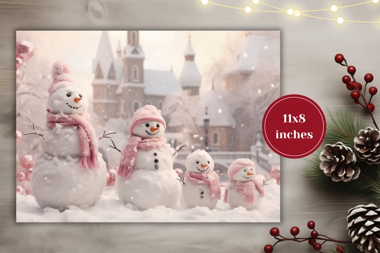 Christmas Cutting Board Design - Snowman Family Sublimation