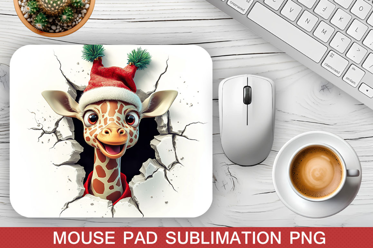 Christmas Giraffe Mouse Pad Sublimation -Christmas Mouse Pad