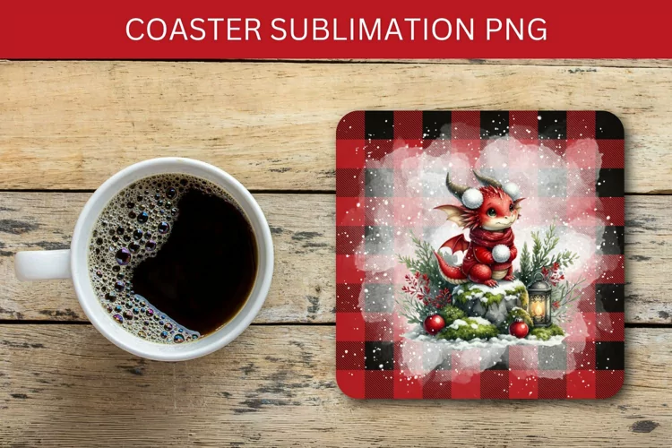 square coaster - dragon christmas