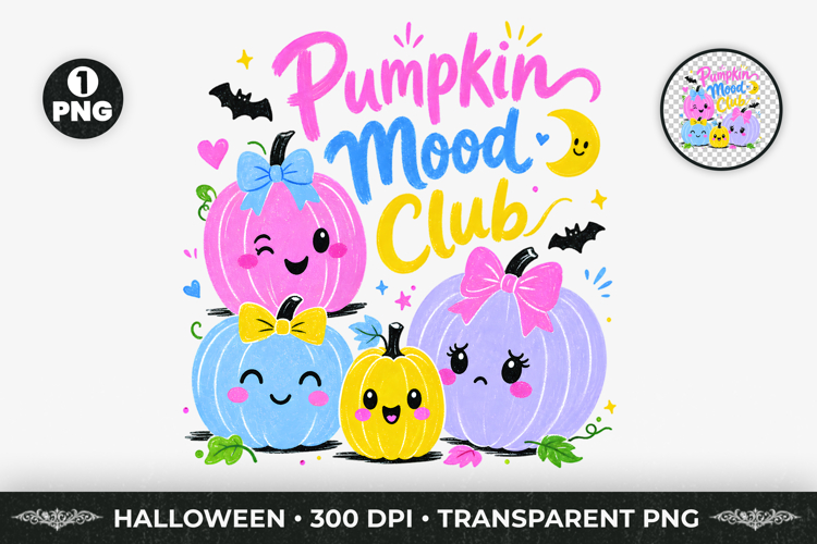 Pumpkin Mood Halloween Sublimation T-Shirt Design PNG