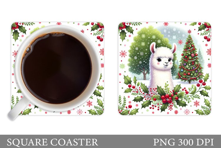 Christmas Lama Coaster Design. Christmas Coaster Sublimation