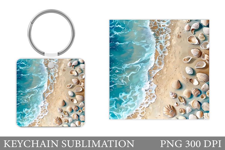 3D Seashell Keychain Sublimation. Sea Keychain Design