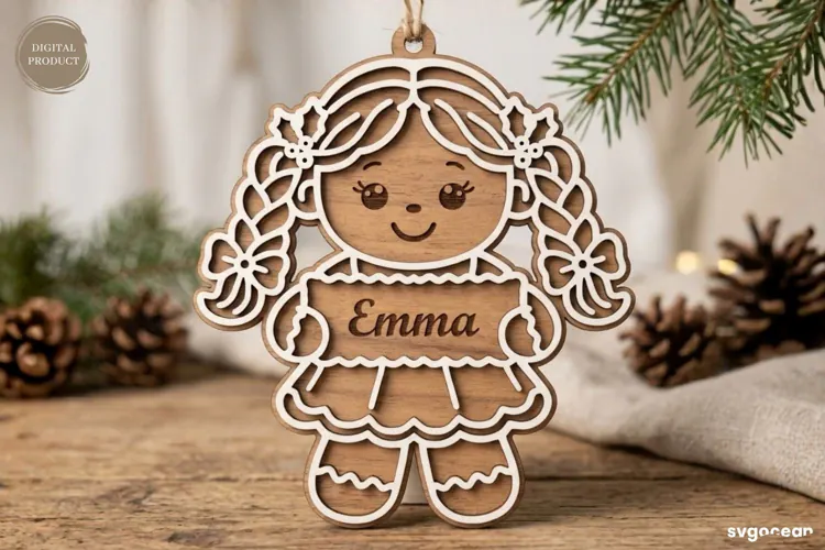 Personalized Gingerbread Ornament Laser Cut | SVG