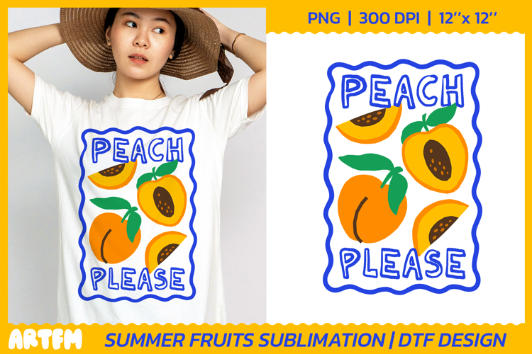 Peach Please Sublimation | Summer Tropical Fruit DTF Print