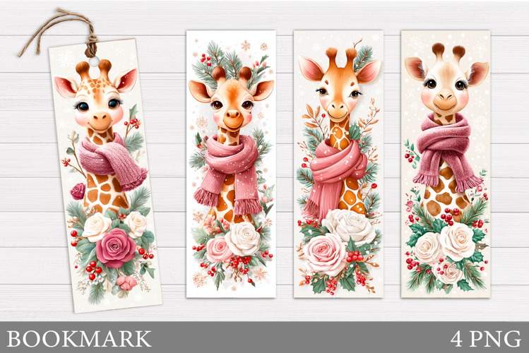 Christmas Giraffe Bookmark. Christmas Bookmark Sublimation