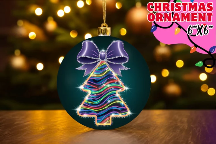 Heartfelt Circle Keychain Sublimation, Neon Xmas