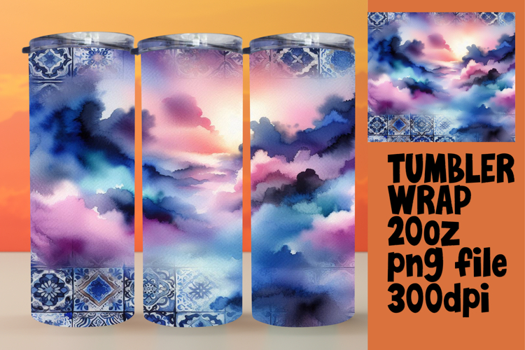 Unique 20oz Gift Tumbler Template , Watercolor Patter