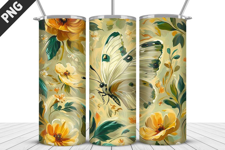 Flower Butterfly 20 oz Tumbler Design|Butterfly Tumbler Wrap