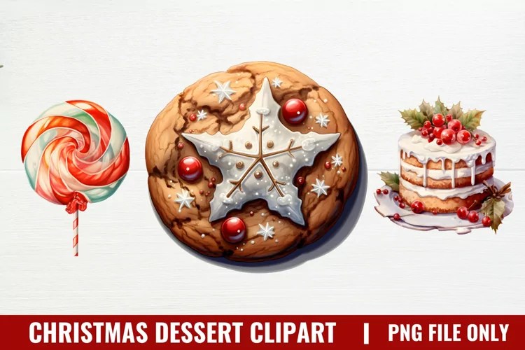 Christmas Dessert Clipart Sublimation, Dessert Clipart