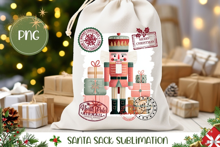 Cartoon Nutcracker Santa Sack, Cute Christmas Gift Bag