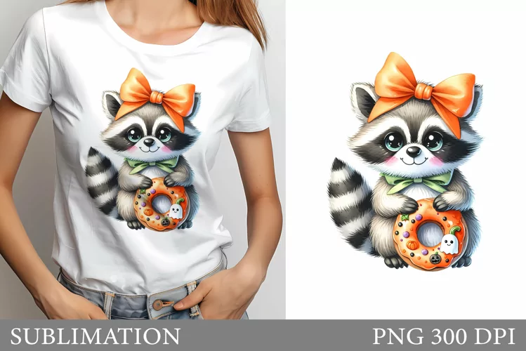 Halloween Raccoon T-Shirt Design. Halloween Sublimation