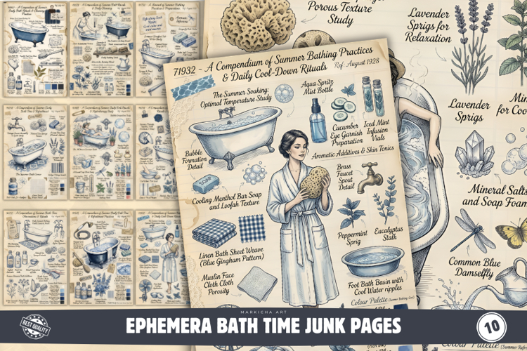 Ephemera Bath Time Junk Pages example image 1
