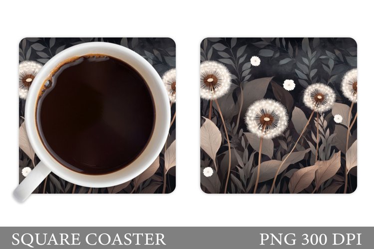 Dandelions Coaster Sublimation. Flowers Coaster Design example image 1