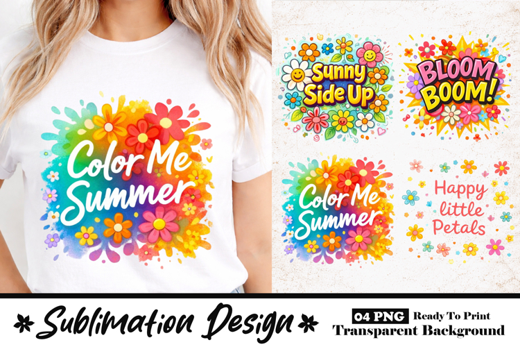 Color Me Summer Bright Floral Splash Sublimation Design