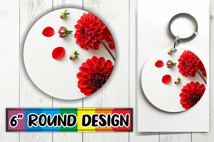 Blooming Spring Circle: Sublimation Design Keychain