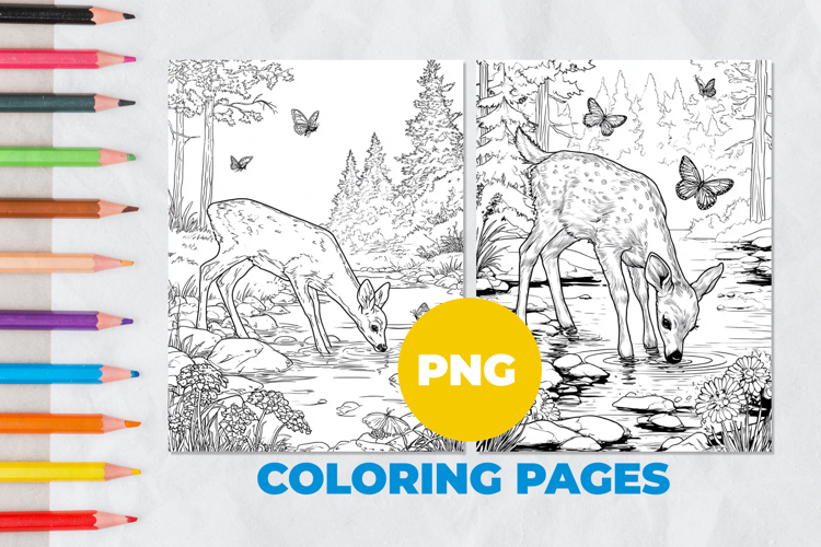 Deer in the forest Coloring Pages | Coloring book