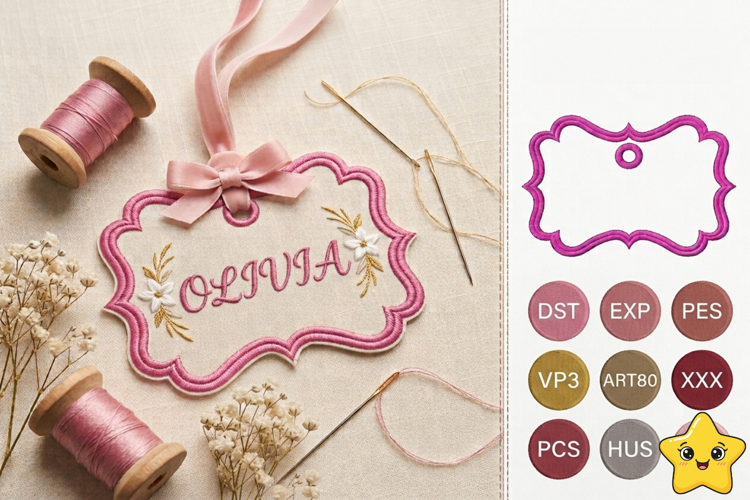 Personalized Name Tag Embroidery Design