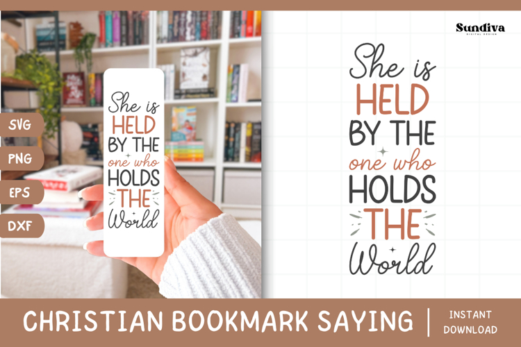 Christian Bookmark Saying SVG | She Is Held by the One