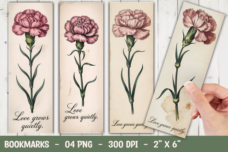 Pink Carnation Bookmark Sublimation example image 1