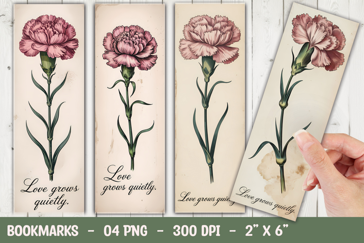 Pink Carnation Bookmark Sublimation