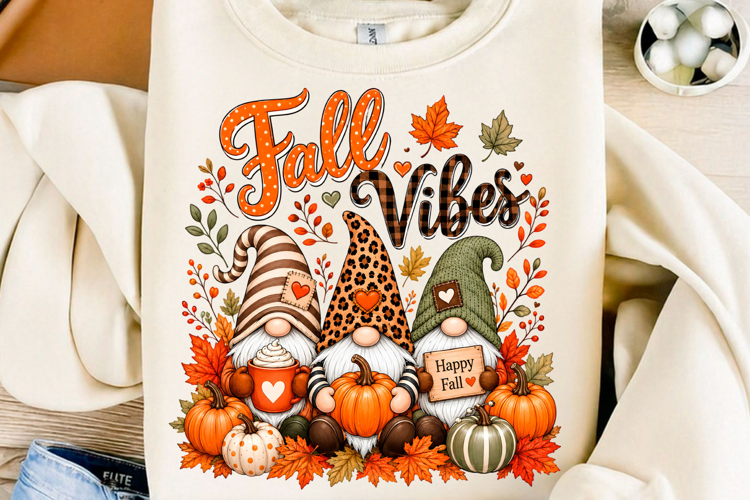 Fall Vibes Gnome Pumpkin PNG