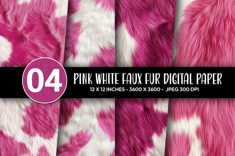 Pink White Faux Fur Digital Paper