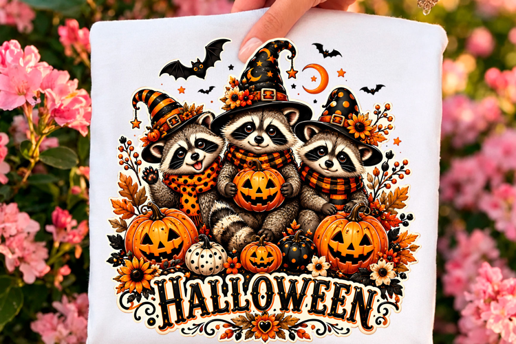 Cute Raccoon Halloween Pumpkin PNG