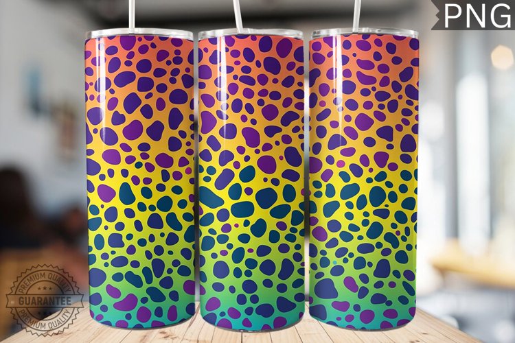 Rainbow Leopard Print Tumbler Wrap - High Quality 300 Dpi