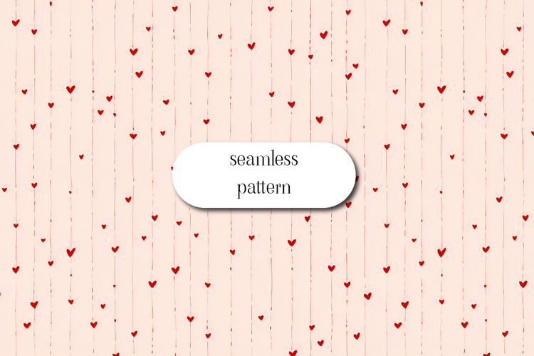 Seamless red hearts pattern on soft pink background
