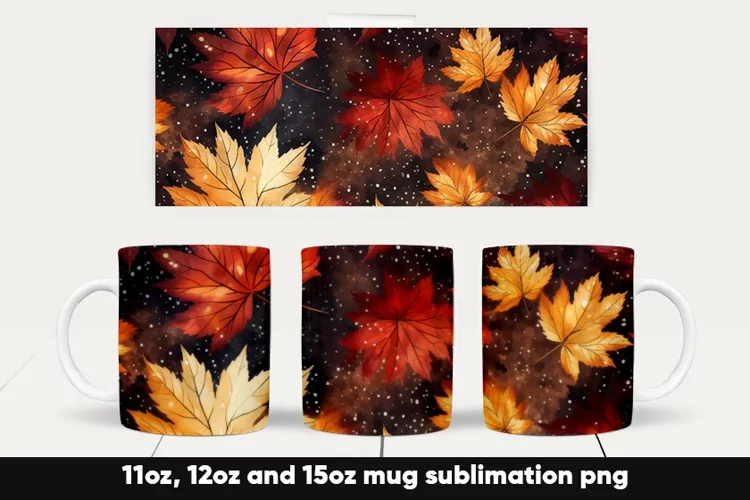 Fall autumn leaves mug wrap sublimation