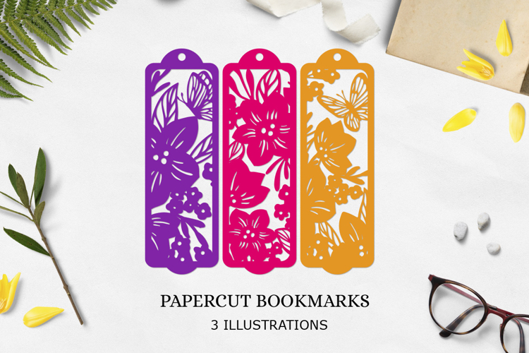 Bookmark Cut files SVG / Bookmark flowers papercut SVG