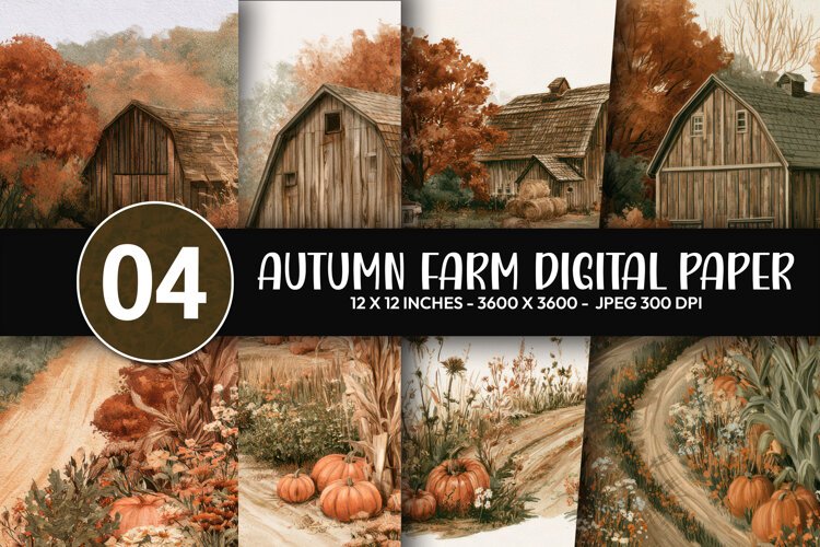 Autumn Farm Digital Paper example image 1