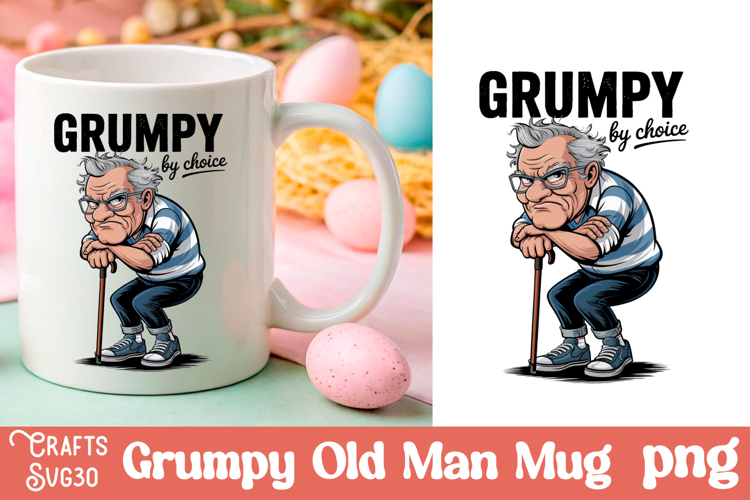Grumpy Fathers Day Mug Old Man design png