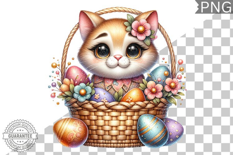 Easter Cat Sublimation - Easter Clipart PNG Design