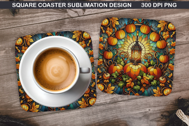Pumpkin Coaster Sublimation, Halloween Coaster PNG Design