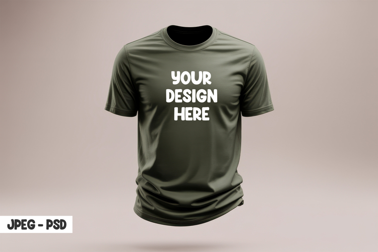 Green T-Shirt PSD Mockup Isolated View