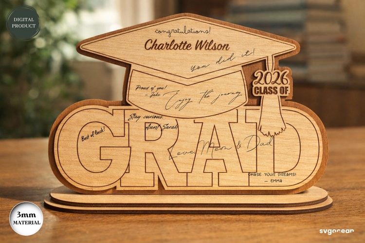 Grad 2026 Signature Sign Laser Cut | Glowforge | SVG