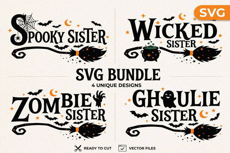 Halloween Sister SVG Witch Quote Designs example image 1