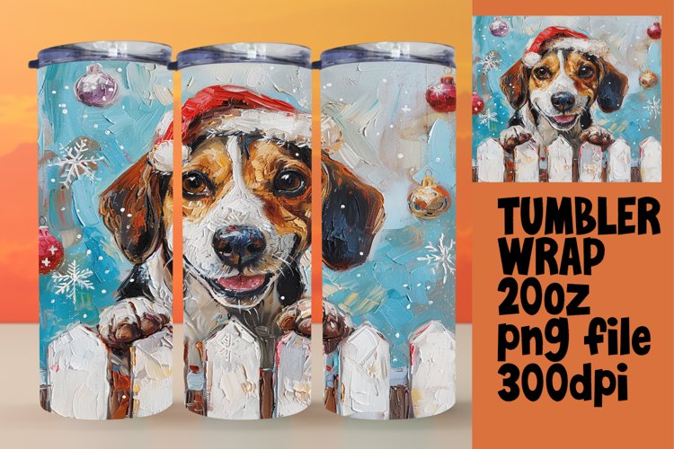 Peeking Dog Winter Tumbler Wrap Christmas Sublimation Art