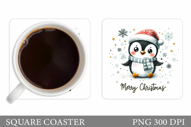Cute Penguin Coaster Design. Cute Penguin Sublimation