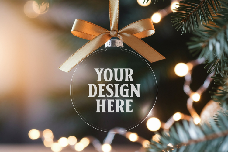 Acrylic Christmas Ornament Mockups | Clear Holiday Ornament