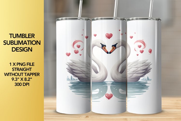 Swans Tumbler Sublimation Design example image 1