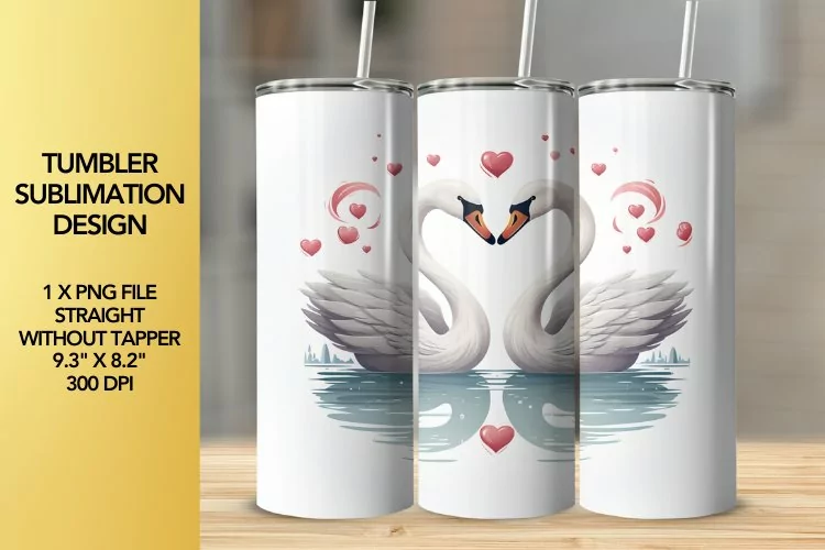 Swans Tumbler Sublimation Design