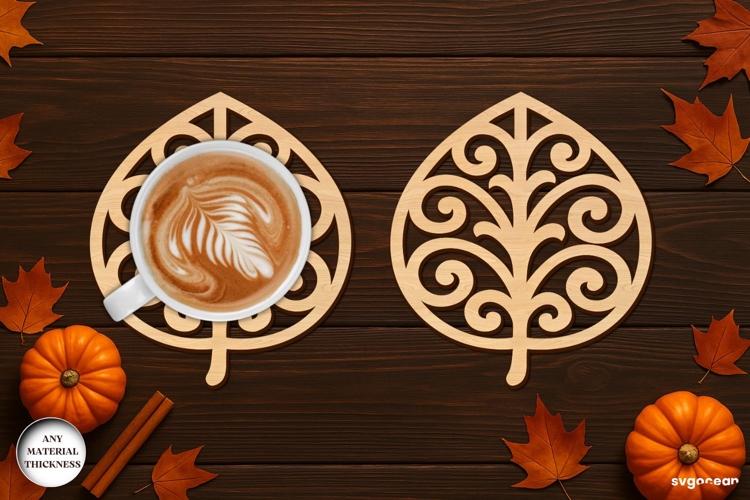 Autumn Leaf Coaster Laser Cut | Drink Coaster | SVG
